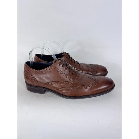 Cole Haan Wayne Wingtip Oxford Shoes Men\'s 11 Brown Leather Low Top Block Heel